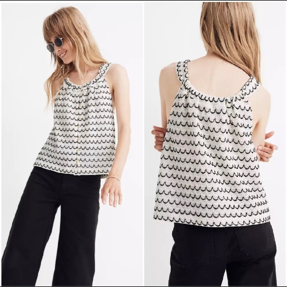 Madewell, Texture & Thread tank in Wild Scallop Strip size M